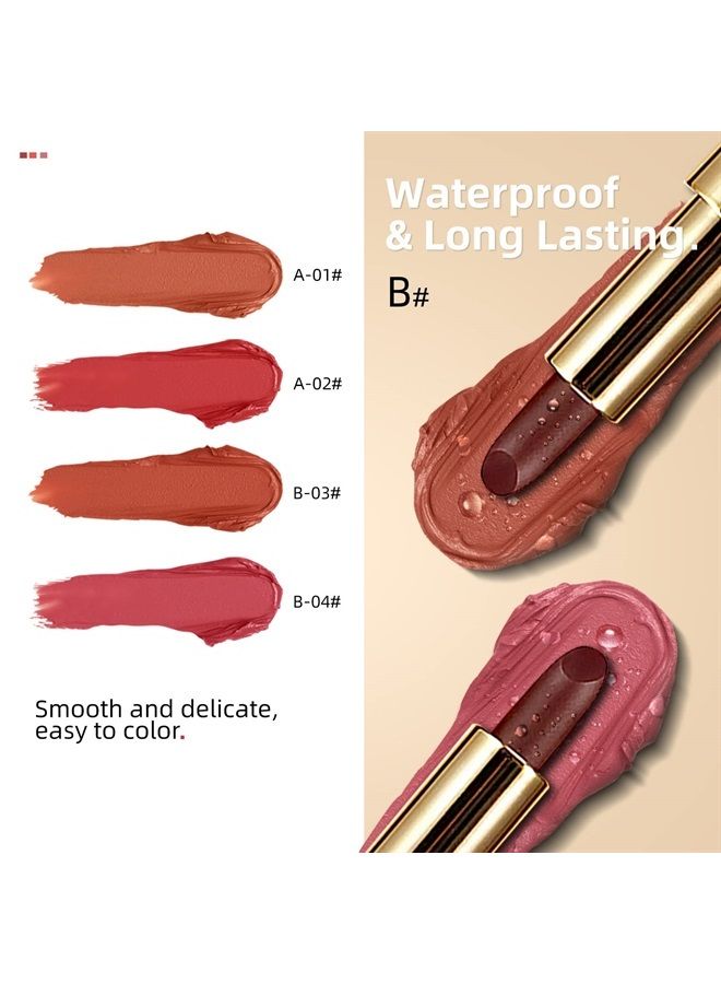 LAMUSELAND Matte Lipstick Makeup Set, 2Pc/Set Waterproof Long Lasting Velvet Moisturizing lip stain Earphone Dual-color Lip Gloss Primer, Non-stick Cup Lip Make Up Gift Kit for Girls (Gold)  - Image 3