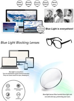 AZorb Anti Blue Light Glasses for Men Women Classic Gaming Reading Blue Light Blocking Glasses Retro Aviator Frame Eye Glasses TV Computer Eyeglasses UV Protection Black  - Image 3