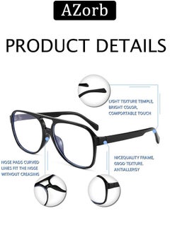 AZorb Anti Blue Light Glasses for Men Women Classic Gaming Reading Blue Light Blocking Glasses Retro Aviator Frame Eye Glasses TV Computer Eyeglasses UV Protection Black  - Image 2