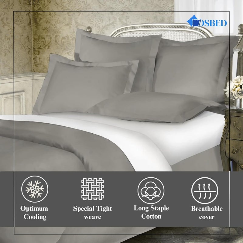 OSBED Cotton Pillow Covers Set of 2 - Breathable & Cooling Pillow Shams (Grey, 50 x 90cm) - Image 3