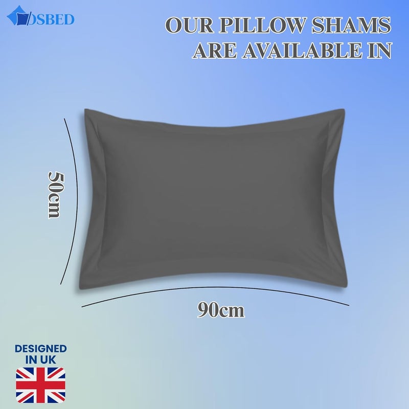 OSBED Cotton Pillow Covers Set of 2 - Breathable & Cooling Pillow Shams (Grey, 50 x 90cm) - Image 2