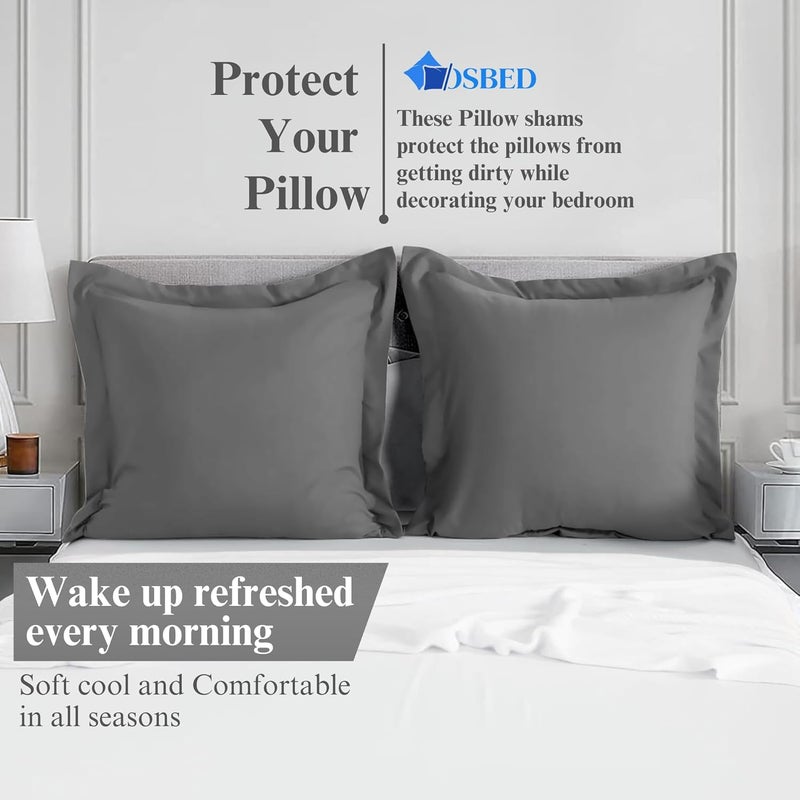 OSBED Cotton Pillow Covers Set of 2 - Breathable & Cooling Pillow Shams (Grey, 50 x 90cm) - Image 5