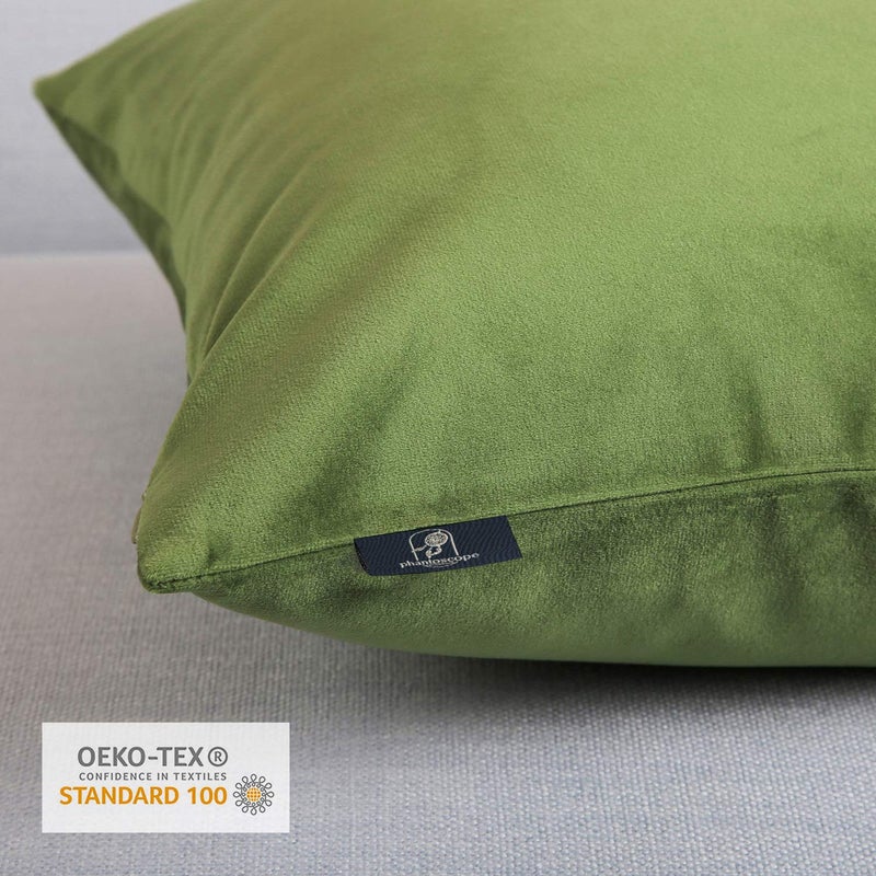 Phantoscope Pack of 2 Velvet Decorative Throw Decorative Pillow Cover Soft Solid Square Cushion Case for Couch Green 22 x 22 inches 55 x 55 cm - Image 3