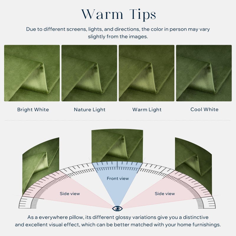 Phantoscope Pack of 2 Velvet Decorative Throw Decorative Pillow Cover Soft Solid Square Cushion Case for Couch Green 22 x 22 inches 55 x 55 cm - Image 5