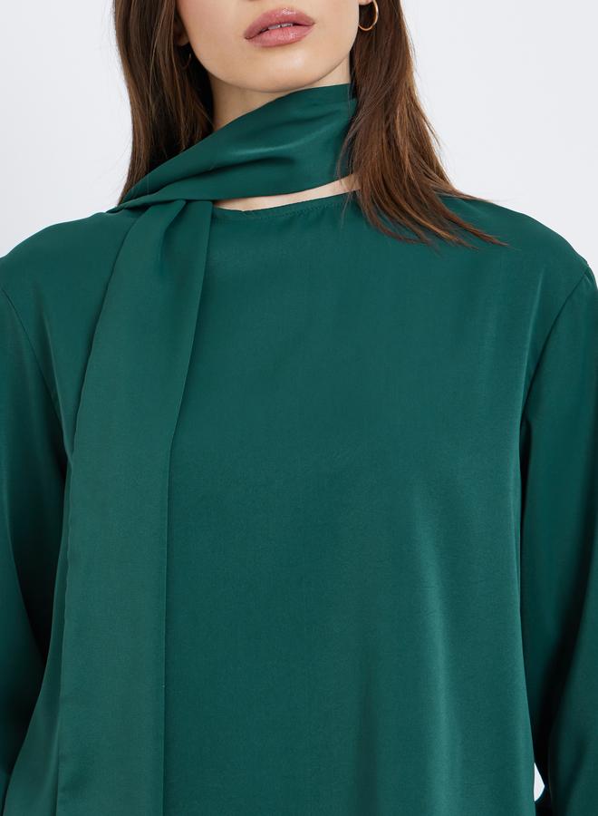 ستايلي بلوزة بأكمام طويلة مع وشاح - Image 3