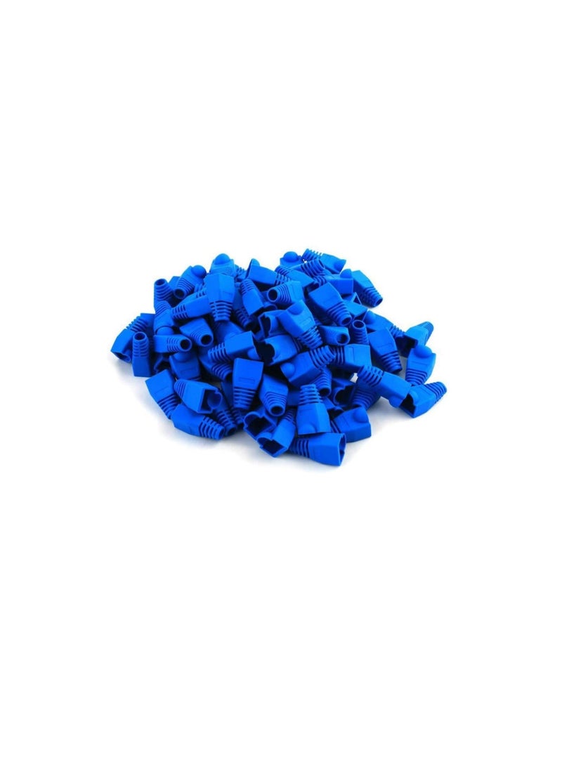 Ethernet RJ45 Cable Connector Boots Silicon Cover Strain Relief Boots CAT5 CAT5E CAT6 CAT6E (Blue - Pack of 100) - Image 1