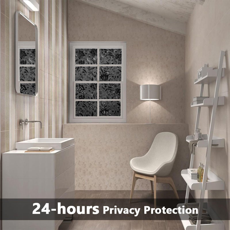LEMON CLOUD Total Blackout Window Film - 100% Opaque Frosted Privacy Film for High Privacy, Removable Static Cling (Tulip Design, 17.5 x 78.7 Inches) - Image 5