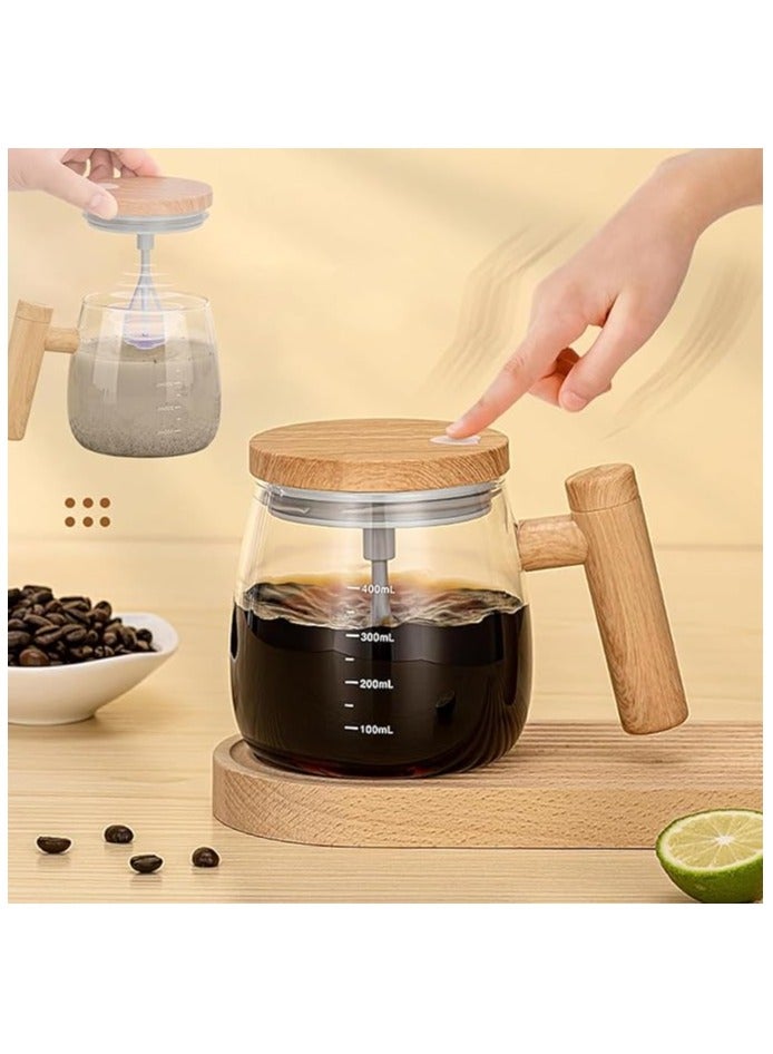 Electric Self Stirring Mug, High Speed Automatic Mixing Mug with Lid & Handle, Large Capacity High Borosilicate Glass Coffee Cup for Home, Office, Travel, Coffee, Milk, Egg Homogenizer (400ml, White) - Image 1