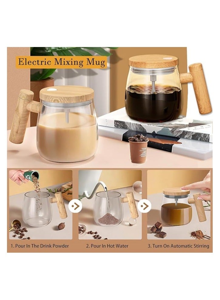 Electric Self Stirring Mug, High Speed Automatic Mixing Mug with Lid & Handle, Large Capacity High Borosilicate Glass Coffee Cup for Home, Office, Travel, Coffee, Milk, Egg Homogenizer (400ml, White) - Image 5