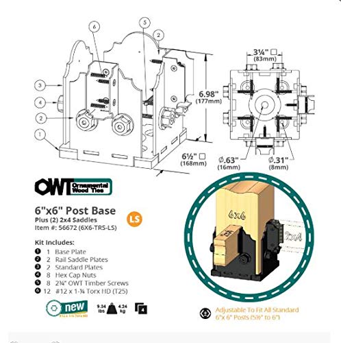 Ozco Laredo Sunset 6x6 Post Base Twin Rail Saddle - Image 3