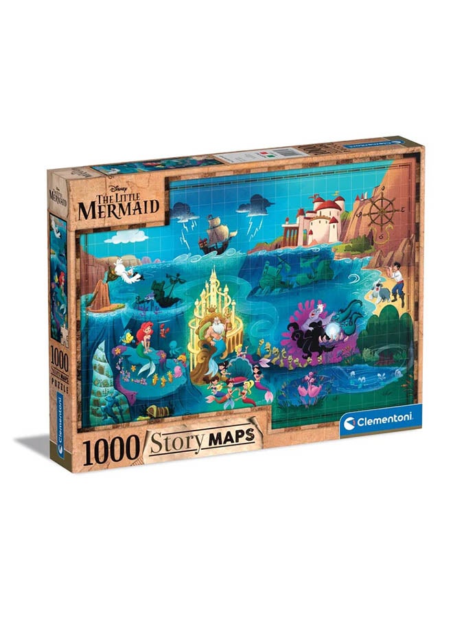 Clementoni Puzzle Little Mermaid Story Map 1000 Pieces | Jigsaw Puzzle | Puzzle for Adults | Challenging Puzzle | Perfect for Stress Reliever and Puzzle Lovers | Made in Italy - Image 1