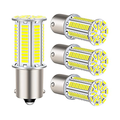 RVZONE 1156 1141 1003 7506 BA15S 1383 Led white RV Interior Light | Super Bright 4014 105-SMD LED Replacement for 12 Volt RV Camper Trailer Boat Trunk Interior Lights 4-Packs - Image 1