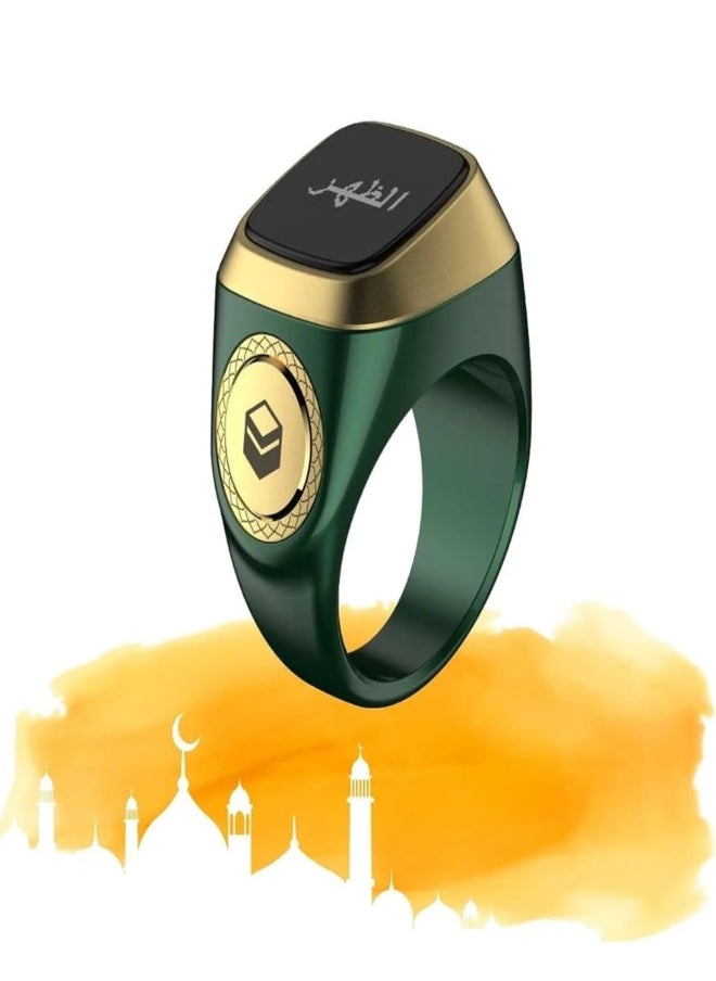 iQIBLA iQIBLA Smart Tasbih Zikr Ring green (18mm) – Waterproof Islamic Prayer Ring with OLED Display, Bluetooth Connectivity, Tasbih Counter, Qibla Direction & Prayer Time Reminders  - Image 1