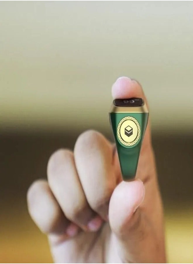 iQIBLA iQIBLA Smart Tasbih Zikr Ring green (18mm) – Waterproof Islamic Prayer Ring with OLED Display, Bluetooth Connectivity, Tasbih Counter, Qibla Direction & Prayer Time Reminders  - Image 3