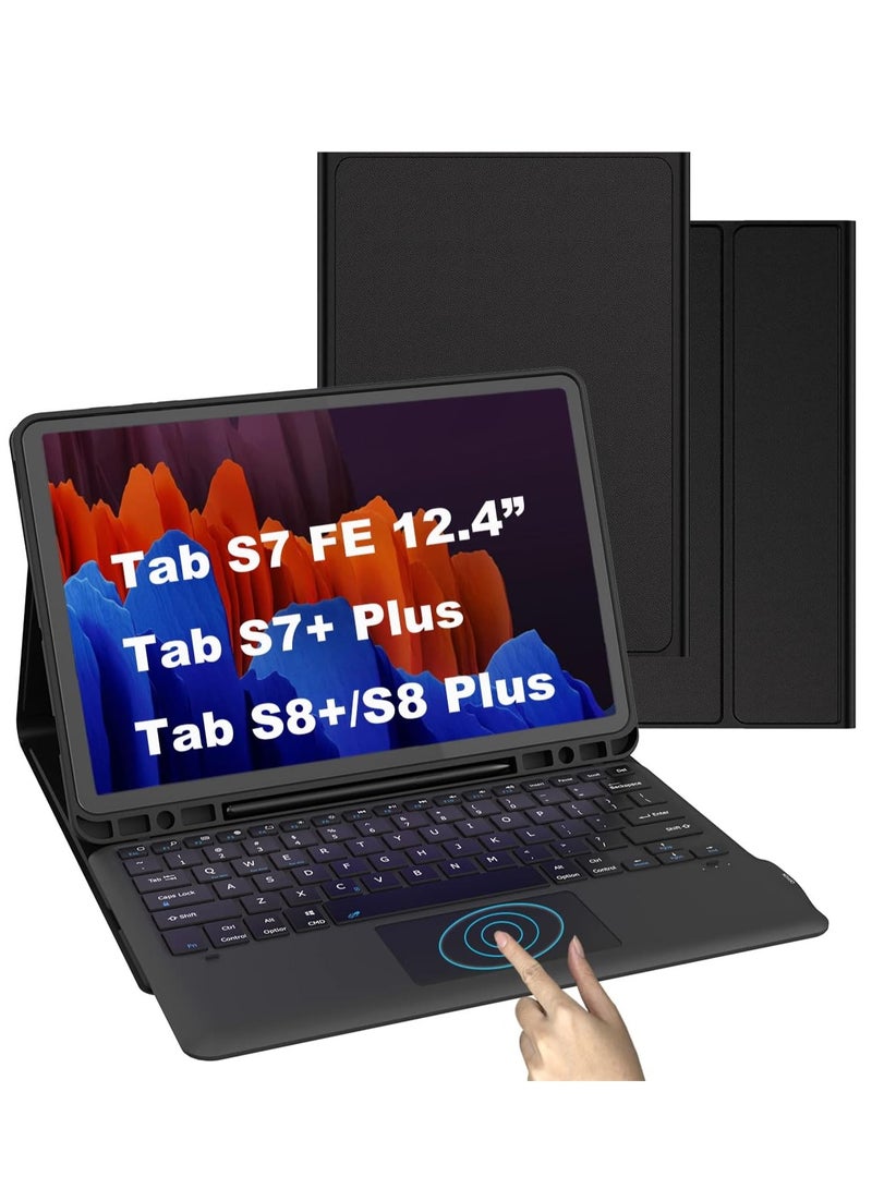 ELTRAZONE Keyboard Case Compatible with Samsung Galaxy Tab S7 FE / S7 Plus /S8+ 12.4 inch Case with Keyboard - Smart Detachable Wireless Touchpad Tablet Keyboard Cover - Image 5