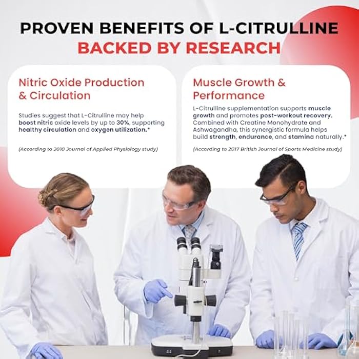 ULTRA HERBS L-Citrulline Supplement Capsules Enriched with L-Arginine, Taurine, Creatine, Tongkat Ali, Fadogia Agrestis | Ultra Nitric Oxide Booster for Muscle Endurance, Stamina & Recovery | 180 Capsules - Image 5