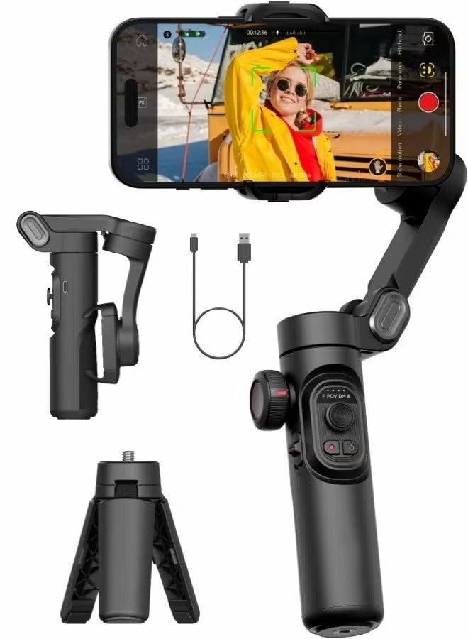 اوتشوان مثبت الهاتف المحمول Gimbal ثلاثي المحاور للهواتف الذكية Gimbal قابل للطي لأجهزة iPhone Gimble مع عجلة التركيز مثبت TikTok YouTube Vlog لأجهزة iPhone وAndroid - Image 1