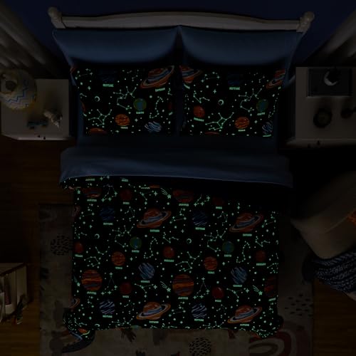 Kaleido Space Twin Kids Comforter Set - 5 Pieces Twin Bedding Sets for Boys, Glow in The Dark Space Bed in A Bag with Sheets - Image 4
