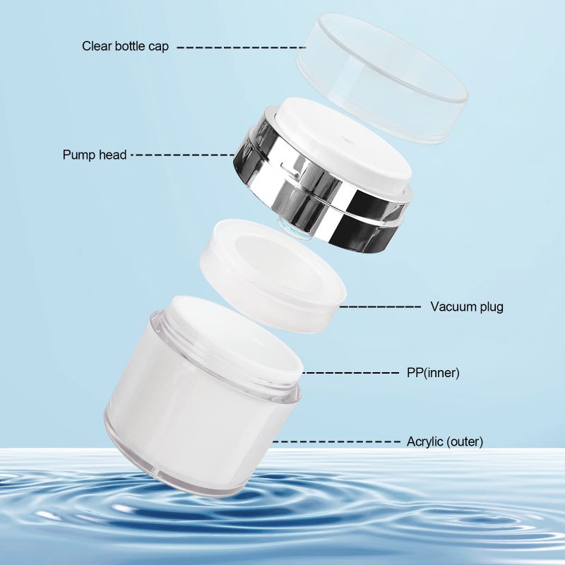 Mluchee 2Pack 100ml Airless Pump Jar - 3.5 Oz Moisturizer Pump Dispenser, Travel Lotion Container Vacuum Bottle for Skincare, Thick Moisturizer - Image 3
