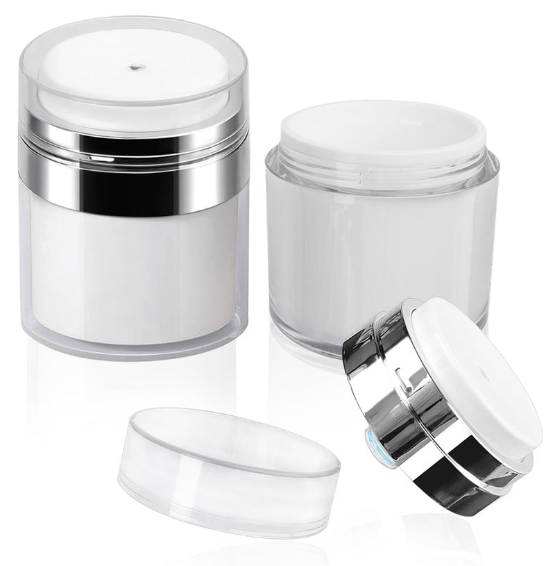 Mluchee 2Pack 100ml Airless Pump Jar - 3.5 Oz Moisturizer Pump Dispenser, Travel Lotion Container Vacuum Bottle for Skincare, Thick Moisturizer - Image 1
