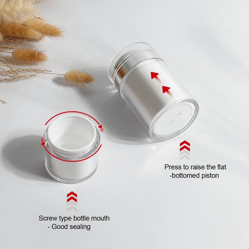 Mluchee 2Pack 100ml Airless Pump Jar - 3.5 Oz Moisturizer Pump Dispenser, Travel Lotion Container Vacuum Bottle for Skincare, Thick Moisturizer - Image 2