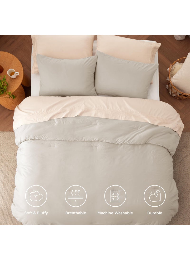 Bedsure Bedsure Queen Size Comforter Set  Linen Soft Prewashed Bed Comforter for All Seasons  3 Pieces Warm Bedding Sets  1 Lightweight Comforter (90""x90"") and 2 Pillowcases (20""x26"")  - Image 4