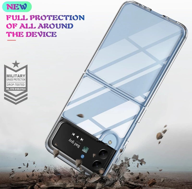 (1+2 قطعة) غطاء لوكيون Z Flip 4 متوافق مع حامي شاشة Samsung Galaxy Z Flip 4 (الشاشة الداخلية) فيلم هيدروجيل غطاء هاتف ناعم شفاف وواضح (Z Flip 4) - Image 3