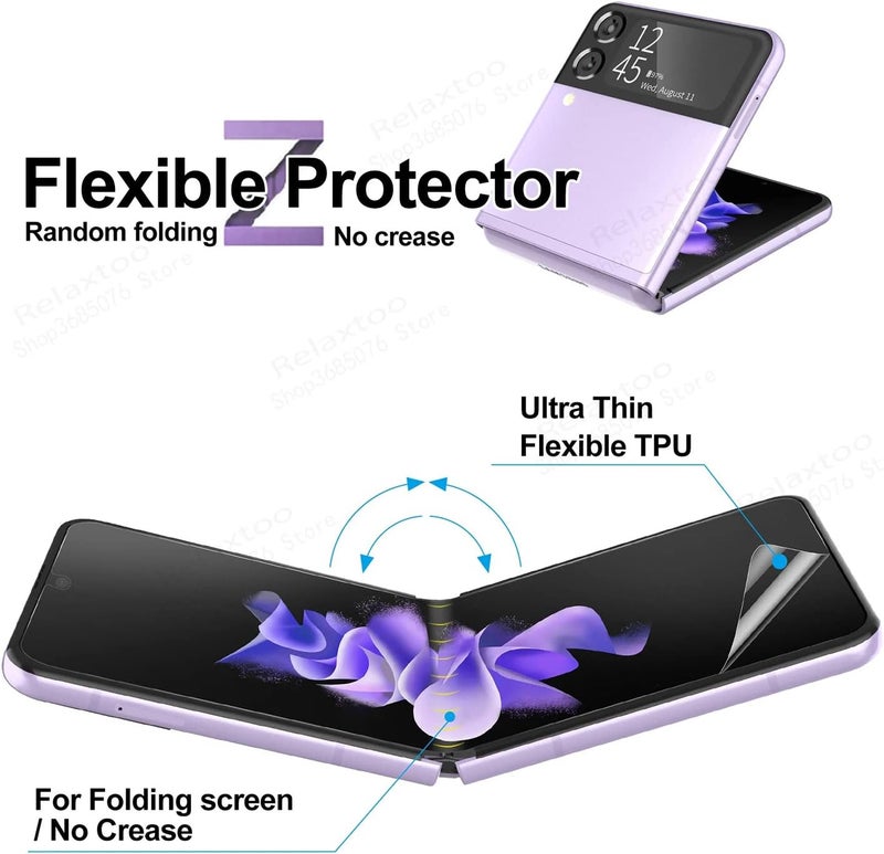 (1+2 قطعة) غطاء لوكيون Z Flip 4 متوافق مع حامي شاشة Samsung Galaxy Z Flip 4 (الشاشة الداخلية) فيلم هيدروجيل غطاء هاتف ناعم شفاف وواضح (Z Flip 4) - Image 5