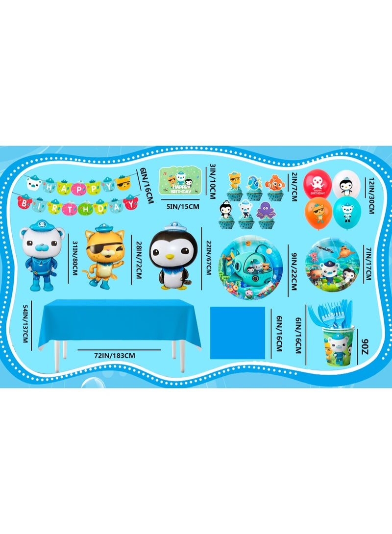 FRUITFUL PARTY The Octonauts Birthday Party Decorations for 10 Guests, Octonauts Disposable Party Tableware Set Banner Balloon Tablecloth Cake Decorations Napkins - Image 3