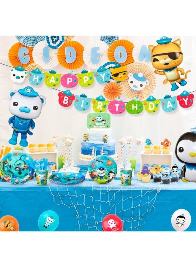 FRUITFUL PARTY The Octonauts Birthday Party Decorations for 10 Guests, Octonauts Disposable Party Tableware Set Banner Balloon Tablecloth Cake Decorations Napkins - Image 5