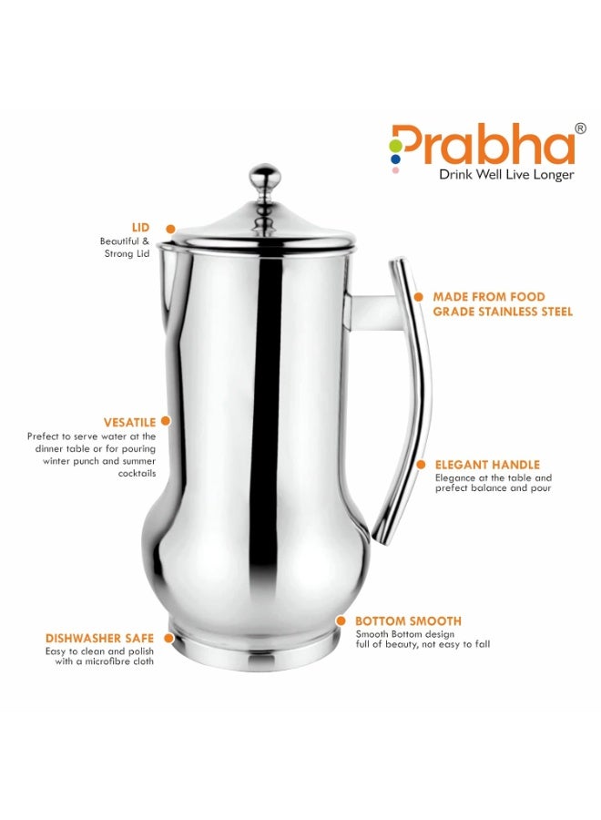 Prabha Stainless Steel Belito Water Jug Plain - 2000ml | Ideal for Home & Kitchen - Image 3
