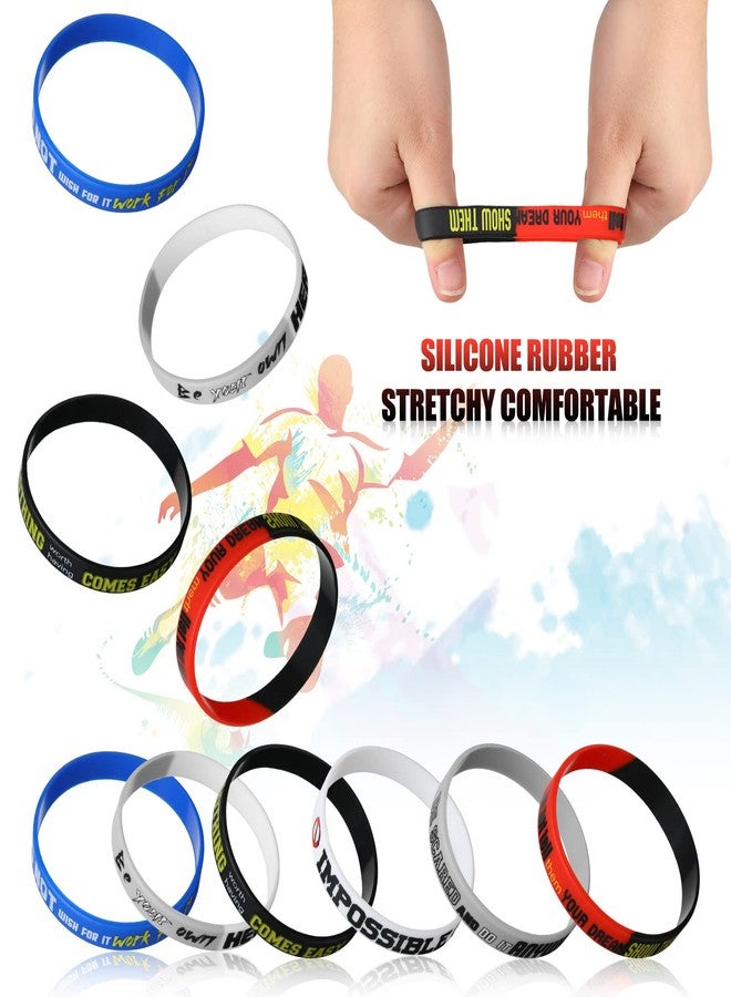 Kathfly 48 Pcs Motivational Bracelets Inspirational Rubber Wristband Silicone Stretch Unisex Party Favors Gifts for Back to School Goodie Bag Stuffers Fillers Supplies Decorations Adult Teen - Image 4