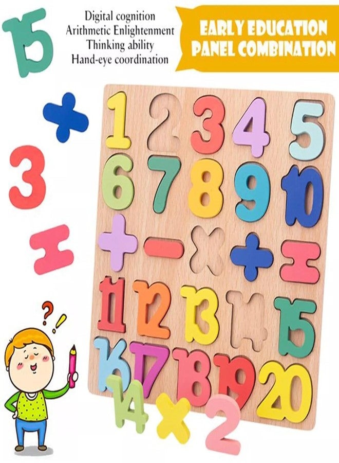 AISBUGUR Wooden Educational Learning Toy for Kids Montessori Inspired Puzzle Board with Shape Number and Color Sorting Alphabet Clock Interactive Motor Skills Preschool Toddler Activity Game Fun (Number) - Image 2