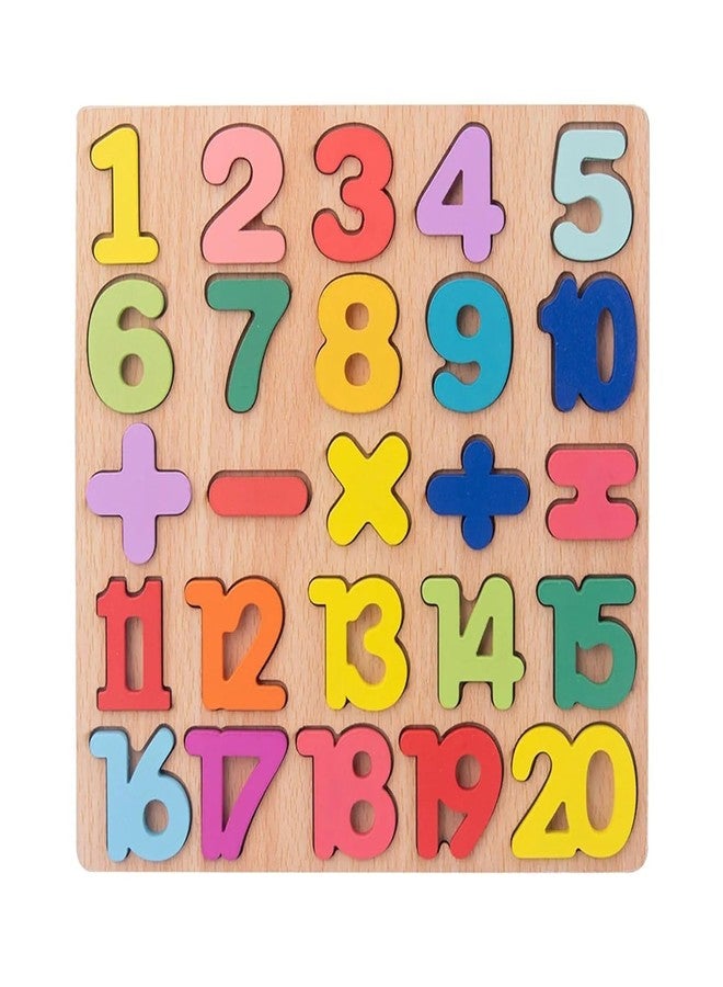 AISBUGUR Wooden Educational Learning Toy for Kids Montessori Inspired Puzzle Board with Shape Number and Color Sorting Alphabet Clock Interactive Motor Skills Preschool Toddler Activity Game Fun (Number) - Image 1