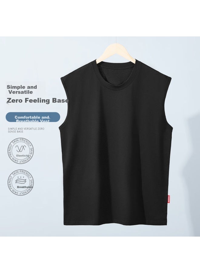 Your Sun Cool And Comfortable 100% Cotton Men's Tank Top Summer Thin Round Neck Sleeveless Undershirt Wide Shoulder T-shirt Pack Of 2 - Image 2