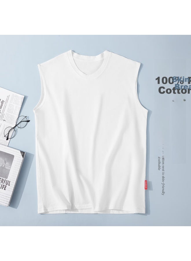 Your Sun Cool And Comfortable 100% Cotton Men's Tank Top Summer Thin Round Neck Sleeveless Undershirt Wide Shoulder T-shirt Pack Of 2 - Image 3