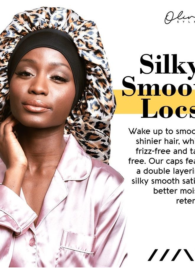 Olivia Sylx Large Satin Bonnet & Extra Large Bonnets for Black Women - Hair Bonnet for Braids for Sleeping 