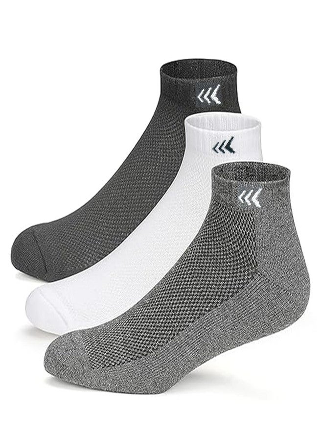 Mayor Men's Premium Cotton Socks Ankle Length Breathable Cushioned, Anti-Odour, Anti-Bacterial, Ideal for Running, Gym, Workout, & Casual (Pack of 3) (IN, Alpha, Free Size, Multicolor) - Image 1
