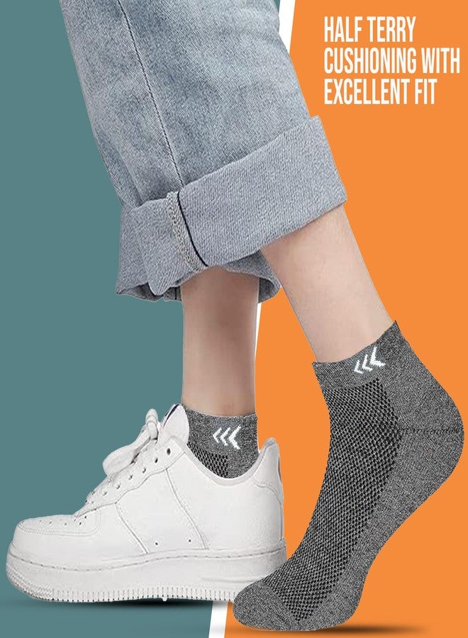 Mayor Men's Premium Cotton Socks Ankle Length Breathable Cushioned, Anti-Odour, Anti-Bacterial, Ideal for Running, Gym, Workout, & Casual (Pack of 3) (IN, Alpha, Free Size, Multicolor) - Image 4