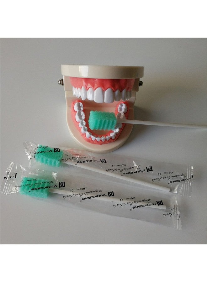 Munkcare Disposable Oral Foam Tipped Swab Mouth Cleaning Swab, Green Tooth Shape, 150 counts - Image 2