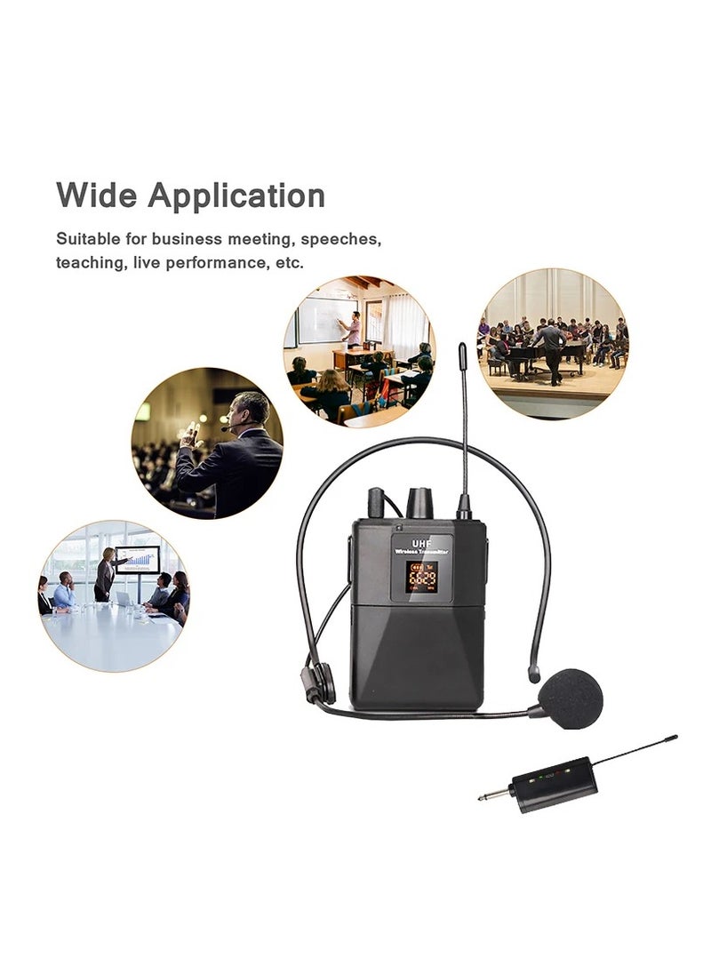 Generic - UHF Wireless Headset Microphone with Transmitter Receiver LED Digital Display Bodypack Transmitter for Teaching Live Performance - Image 1