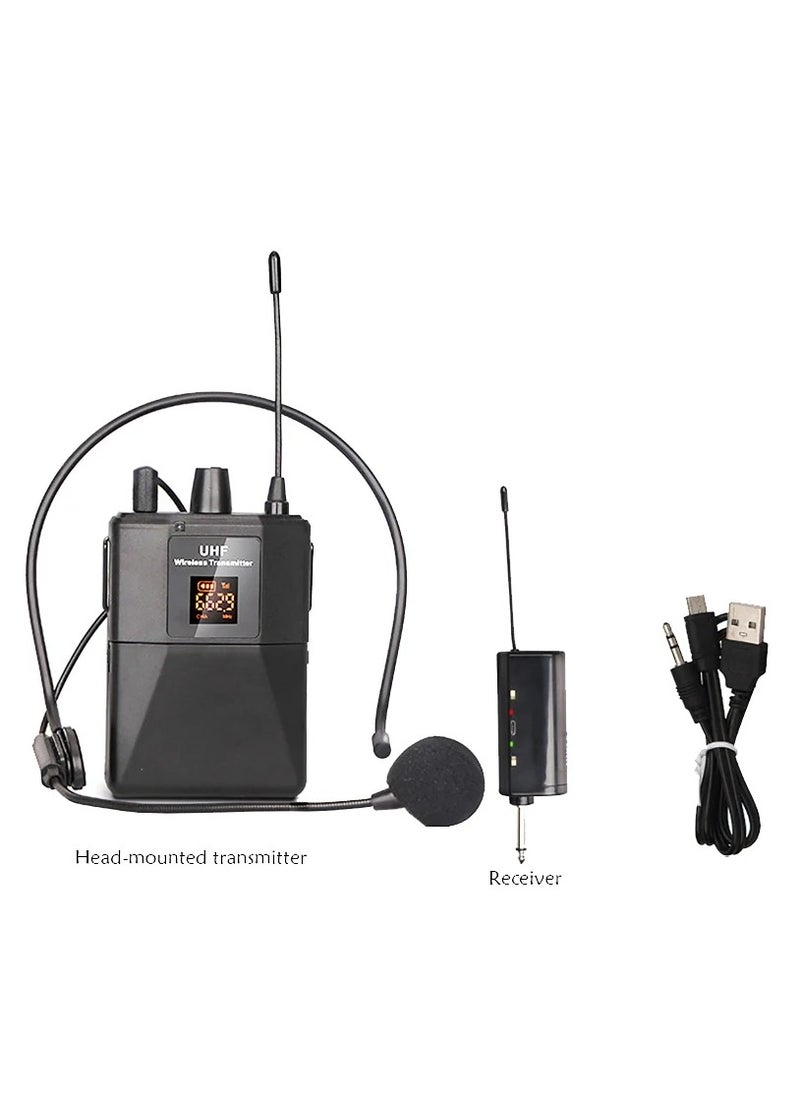 Generic - UHF Wireless Headset Microphone with Transmitter Receiver LED Digital Display Bodypack Transmitter for Teaching Live Performance - Image 1