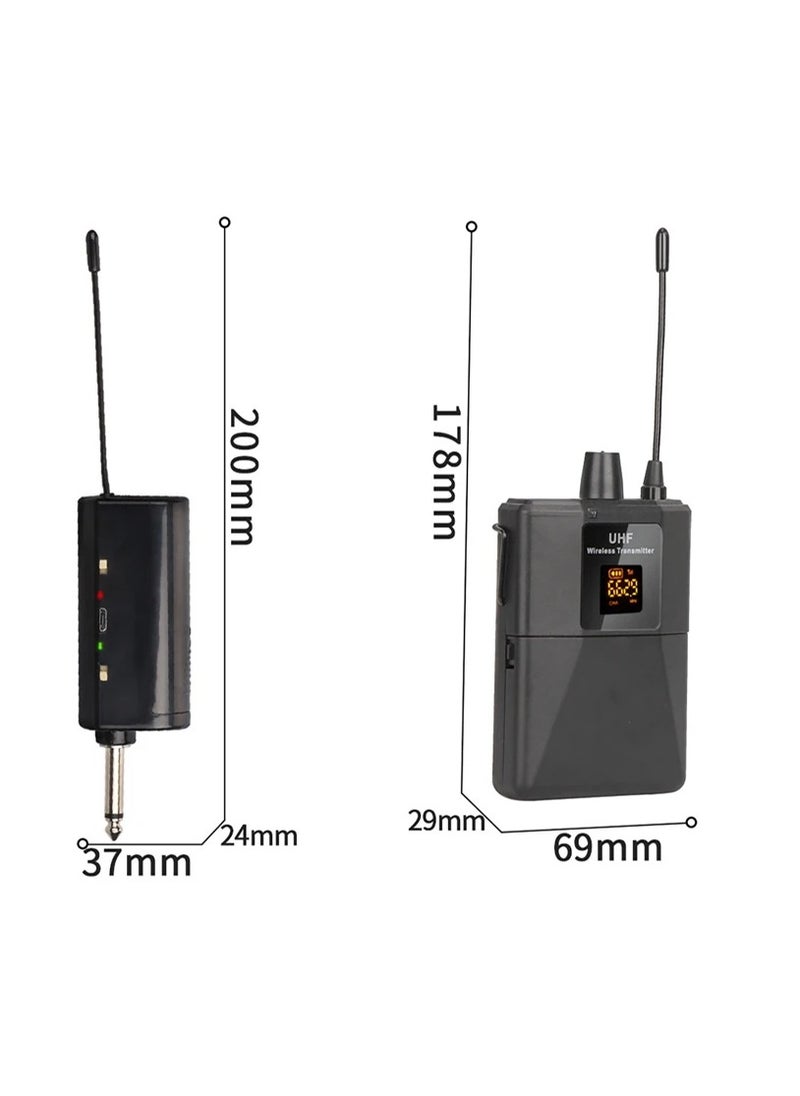 Generic - UHF Wireless Headset Microphone with Transmitter Receiver LED Digital Display Bodypack Transmitter for Teaching Live Performance - Image 1