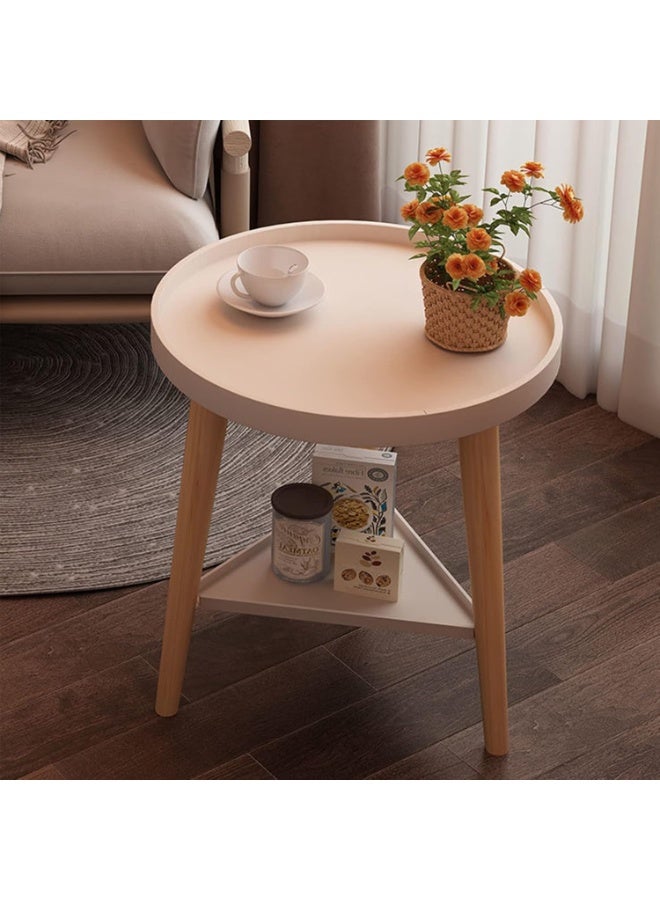 Small Side Table with Storage Space, Round Side Table with 2 Levels and Storage Compartment for Indoor and Outdoor Patio, White Tray Nightstand Coffee End Table for Living Room, Bedroom, Small Spaces, Easy Assembly Bedside Table, 15.5 x 17.5 Inches - Image 4