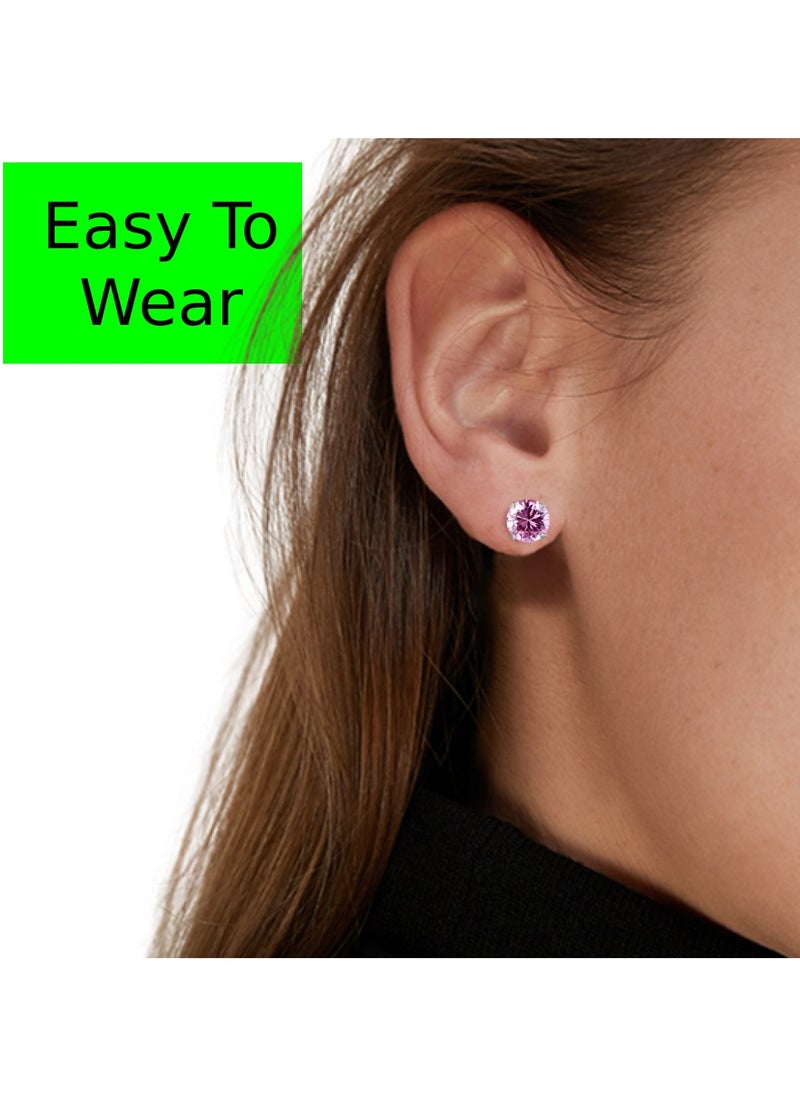 Soko Mesh 5 Pairs Hypoallergenic Stud Earrings Set, 316L Stainless Steel Cubic Zirconia Earrings, Durable CZ Earrings for Sensitive Ears, 3-8mm Steel Color, Non-Tarnish Jewelry  - Image 2