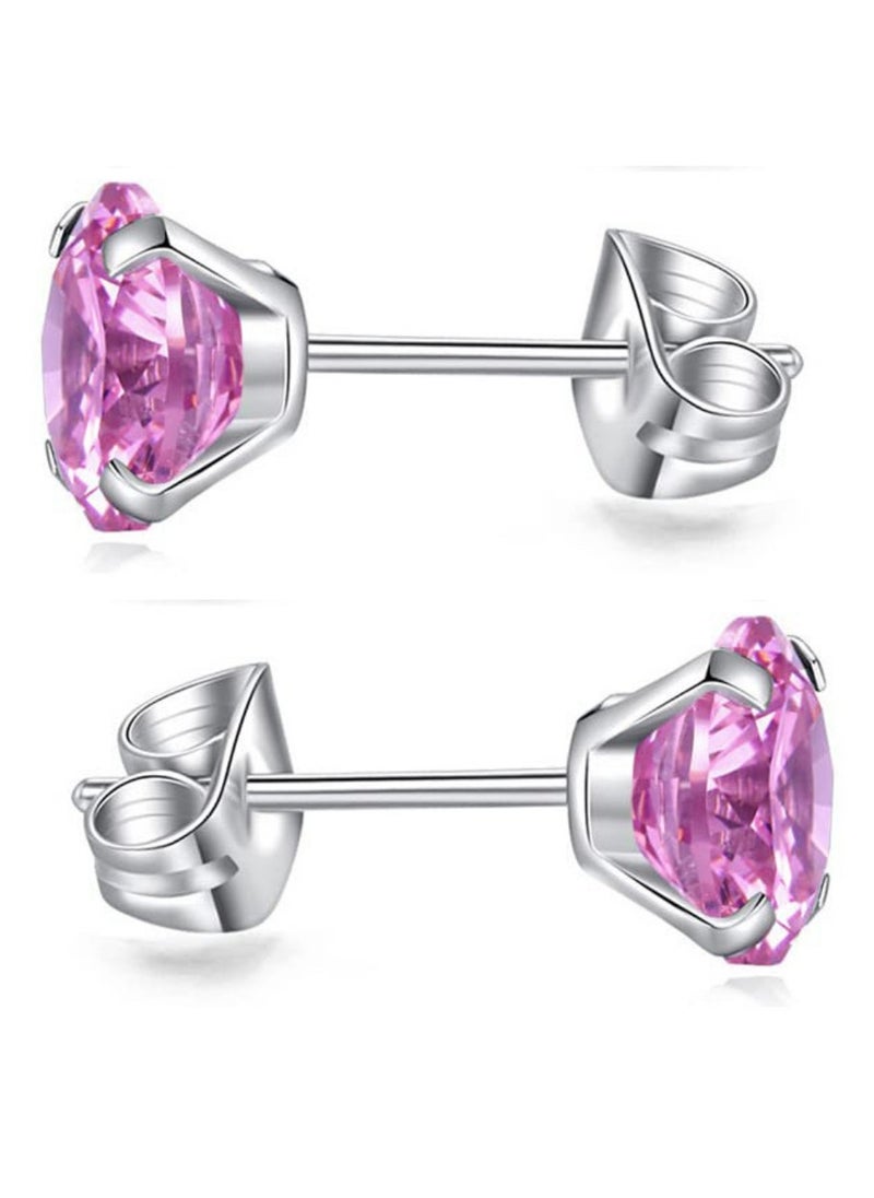 Soko Mesh 5 Pairs Hypoallergenic Stud Earrings Set, 316L Stainless Steel Cubic Zirconia Earrings, Durable CZ Earrings for Sensitive Ears, 3-8mm Steel Color, Non-Tarnish Jewelry  - Image 5