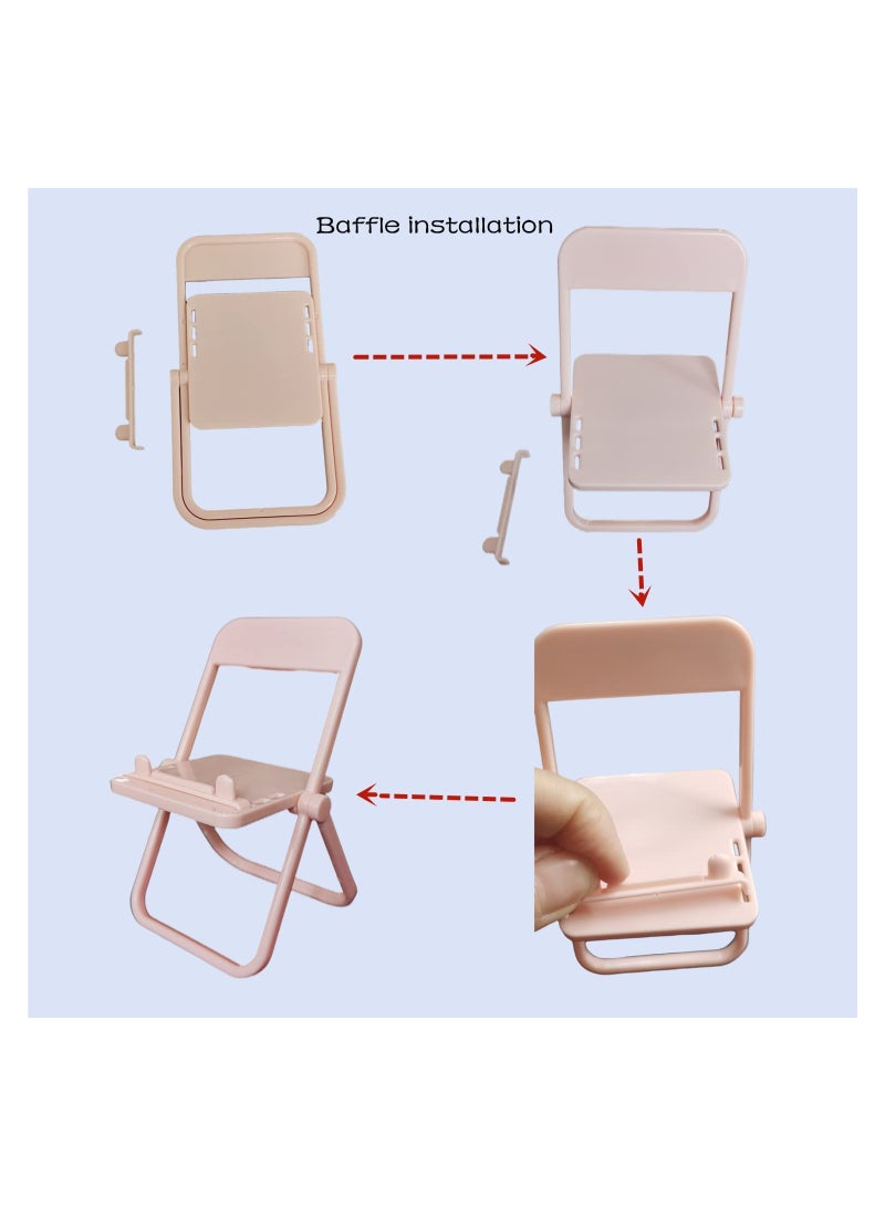 Mini Chair Phone Holder 4pcs Foldable Candy Color Stand for Desk Decoration Universal Mobile Phone Bracket Pink Yellow Green Purple - Image 4