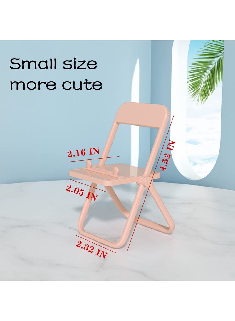 Mini Chair Phone Holder 4pcs Foldable Candy Color Stand for Desk Decoration Universal Mobile Phone Bracket Pink Yellow Green Purple - Image 3