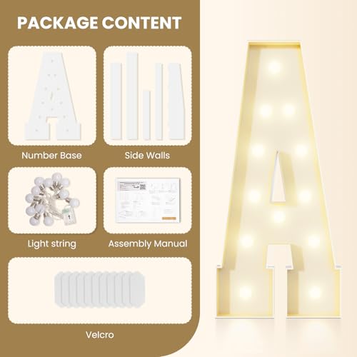 GGPL 4FT Marquee Numbers 1 Sign,Large Light Up Numbers Party Decoration - Hook and Loop Fastener,No Tools Easy Setup, Corrugated Plastic for Birthdays Weddings Baby Anniversaries(Numbers 1) - Image 3