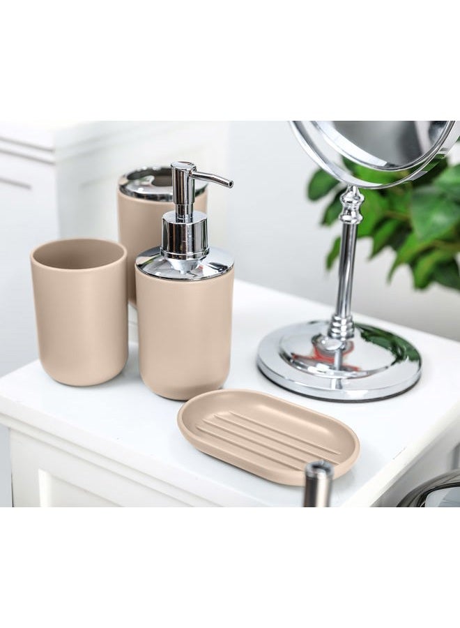 Moss & Stone 6 pcs Bathroom Accessories Set, Bathroom Decor Sets Includes Soap Dispenser, Toothbrush Holder, Toothbrush Cup, Soap Dish, A Bathroom Accessories Sets Complete (Beige) - Image 5